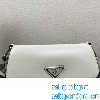 Prada Cleo brushed leather shoulder bag with flap 1BD316 White 2023 - Click Image to Close