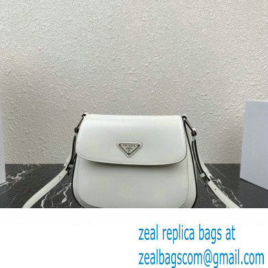 Prada Cleo brushed leather shoulder bag with flap 1BD316 White 2023