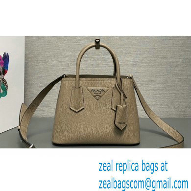 Prada Double leather mini bag 1BG443 Gray 2024 - Click Image to Close