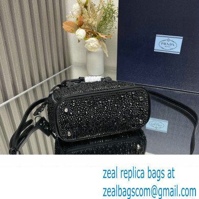 Prada Galleria Satin Mini Bag with Crystals 1BA906 black 2024 - Click Image to Close