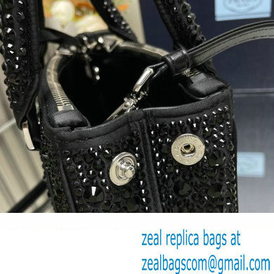 Prada Galleria Satin Mini Bag with Crystals 1BA906 black 2024 - Click Image to Close