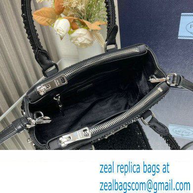 Prada Galleria Satin Mini Bag with Crystals 1BA906 black 2024 - Click Image to Close