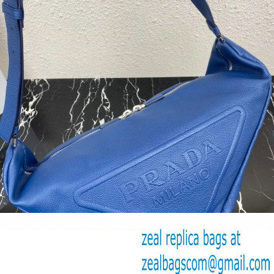 Prada Large leather Triangle bag 2VY007 Blue 2023