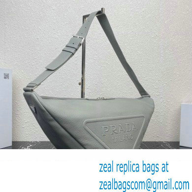 Prada Large leather Triangle bag 2VY007 Gray 2023