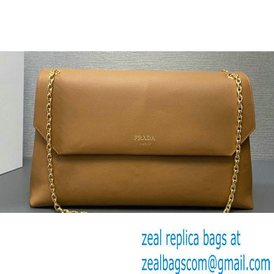 Prada Large leather shoulder bag 1BD368 Brown 2024