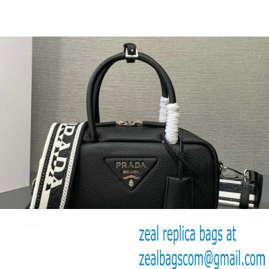 Prada Leather top-handle bag 1BB102 Black 2023 - Click Image to Close