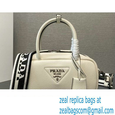 Prada Leather top-handle bag 1BB102 White 2023 - Click Image to Close