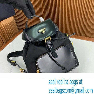 Prada Medium Re-Nylon and brushed leather backpack Bag 1BZ074 Black 2024 - Click Image to Close