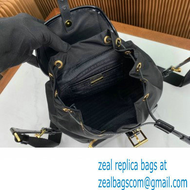 Prada Medium Re-Nylon and brushed leather backpack Bag 1BZ074 Black 2024 - Click Image to Close