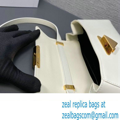 Prada Medium brushed leather handbag 1BD343 White 2023
