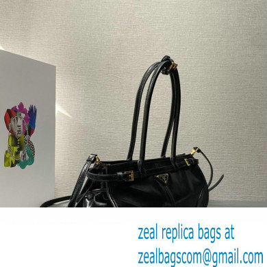 Prada Medium leather handbag with Long Handle 1BA426 Black 2024 - Click Image to Close