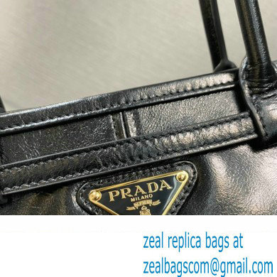 Prada Medium leather handbag with Long Handle 1BA426 Black 2024