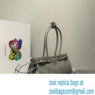 Prada Medium leather handbag with Long Handle 1BA426 Gray 2024 - Click Image to Close