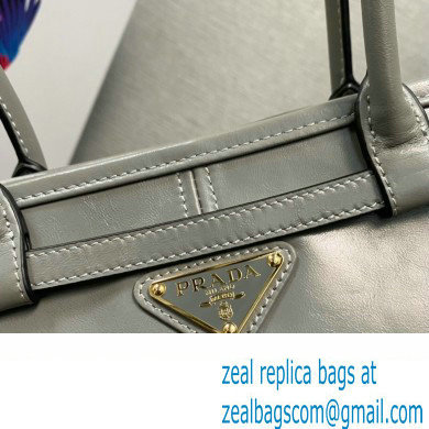 Prada Medium leather handbag with Long Handle 1BA426 Gray 2024 - Click Image to Close