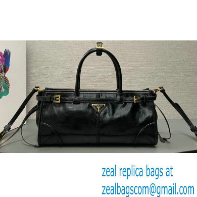 Prada Medium leather handbag with Short Handle 1BA426 Black 2024