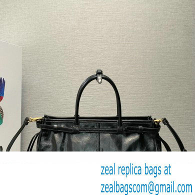 Prada Medium leather handbag with Short Handle 1BA426 Black 2024 - Click Image to Close