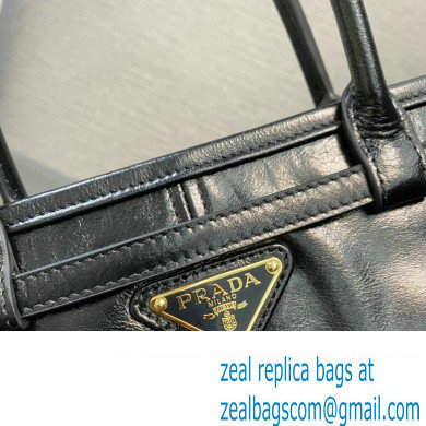 Prada Medium leather handbag with Short Handle 1BA426 Black 2024 - Click Image to Close