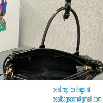 Prada Medium leather handbag with Short Handle 1BA426 Black 2024 - Click Image to Close