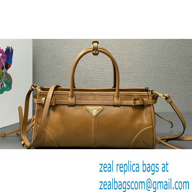 Prada Medium leather handbag with Short Handle 1BA426 Brown 2024