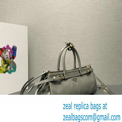 Prada Medium leather handbag with Short Handle 1BA426 Gray 2024