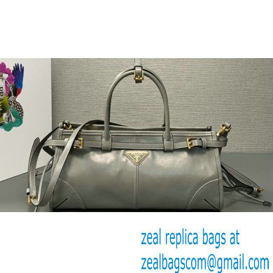Prada Medium leather handbag with Short Handle 1BA426 Gray 2024 - Click Image to Close