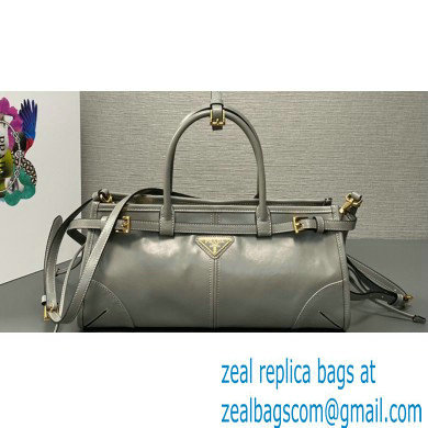 Prada Medium leather handbag with Short Handle 1BA426 Gray 2024