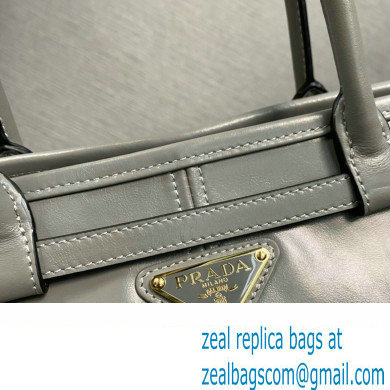 Prada Medium leather handbag with Short Handle 1BA426 Gray 2024