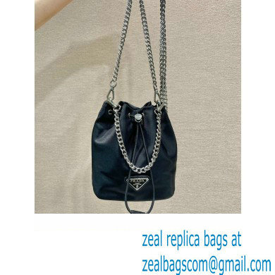 Prada Nylon Mini Bucket Bag 1BH612 Black 2023