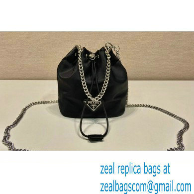 Prada Nylon Mini Bucket Bag 1BH612 Black 2023