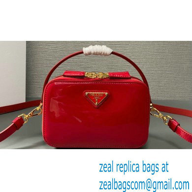 Prada Odette patent leather mini-bag 1BH206 Red 2024 - Click Image to Close