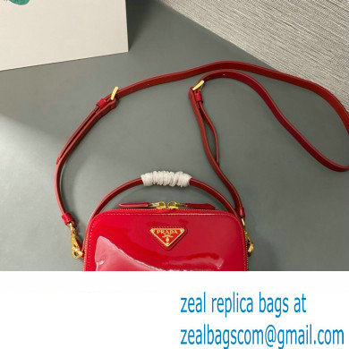 Prada Odette patent leather mini-bag 1BH206 Red 2024 - Click Image to Close