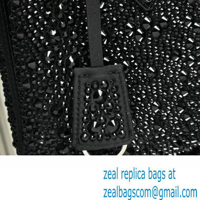 Prada Panier Satin bag with Crystals 1BA373 Black 2024