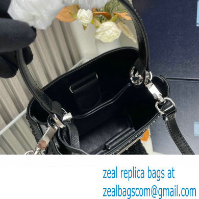 Prada Panier Satin bag with Crystals 1BA373 Black 2024