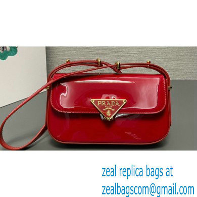 Prada Patent leather shoulder bag 1BD339 Red 2024 - Click Image to Close