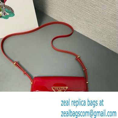 Prada Patent leather shoulder bag 1BD339 Red 2024 - Click Image to Close