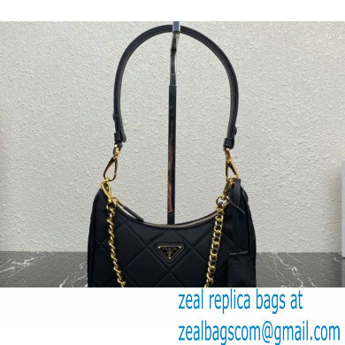 Prada Re-Edition 1995 Chaine Re-Nylon Mini Hobo Bag 1BC204 Black 2024 - Click Image to Close