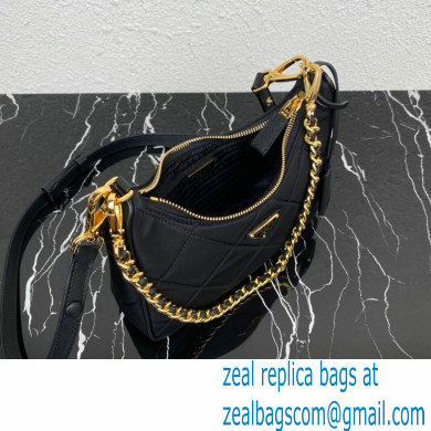 Prada Re-Edition 1995 Chaine Re-Nylon Mini Hobo Bag 1BC204 Black 2024 - Click Image to Close