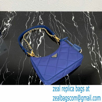 Prada Re-Edition 1995 Chaine Re-Nylon Mini Hobo Bag 1BC204 Blue 2024 - Click Image to Close