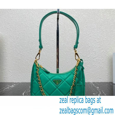 Prada Re-Edition 1995 Chaine Re-Nylon Mini Hobo Bag 1BC204 Green 2024 - Click Image to Close