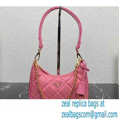 Prada Re-Edition 1995 Chaine Re-Nylon Mini Hobo Bag 1BC204 Pink 2024 - Click Image to Close