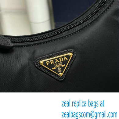 Prada Re-Edition 2000 Re-Nylon and Saffiano Mini Hobo Bag 1NE515 Black/Gold 2024