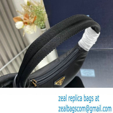 Prada Re-Edition 2000 Re-Nylon and Saffiano Mini Hobo Bag 1NE515 Black/Gold 2024