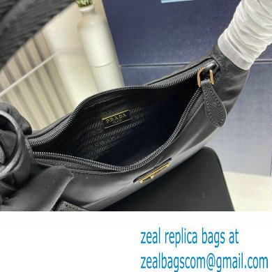 Prada Re-Edition 2000 Re-Nylon and Saffiano Mini Hobo Bag 1NE515 Black/Gold 2024 - Click Image to Close