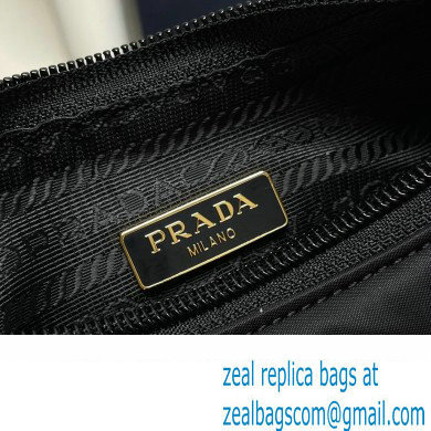 Prada Re-Edition 2000 Re-Nylon and Saffiano Mini Hobo Bag 1NE515 Black/Gold 2024