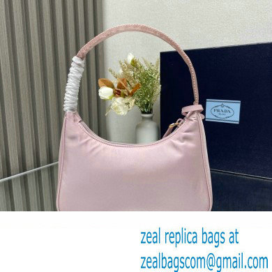 Prada Re-Edition 2000 Re-Nylon and Saffiano Mini Hobo Bag 1NE515 Light Pink/Gold 2024 - Click Image to Close