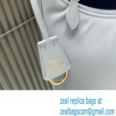 Prada Re-Edition 2000 Re-Nylon and Saffiano Mini Hobo Bag 1NE515 Pale Blue/Gold 2024