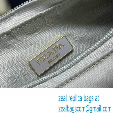 Prada Re-Edition 2000 Re-Nylon and Saffiano Mini Hobo Bag 1NE515 Pale Blue/Gold 2024 - Click Image to Close