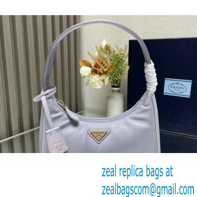 Prada Re-Edition 2000 Re-Nylon and Saffiano Mini Hobo Bag 1NE515 Pale Purple/Gold 2024