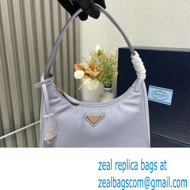 Prada Re-Edition 2000 Re-Nylon and Saffiano Mini Hobo Bag 1NE515 Pale Purple/Gold 2024 - Click Image to Close