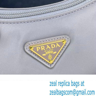 Prada Re-Edition 2000 Re-Nylon and Saffiano Mini Hobo Bag 1NE515 Pale Purple/Gold 2024 - Click Image to Close